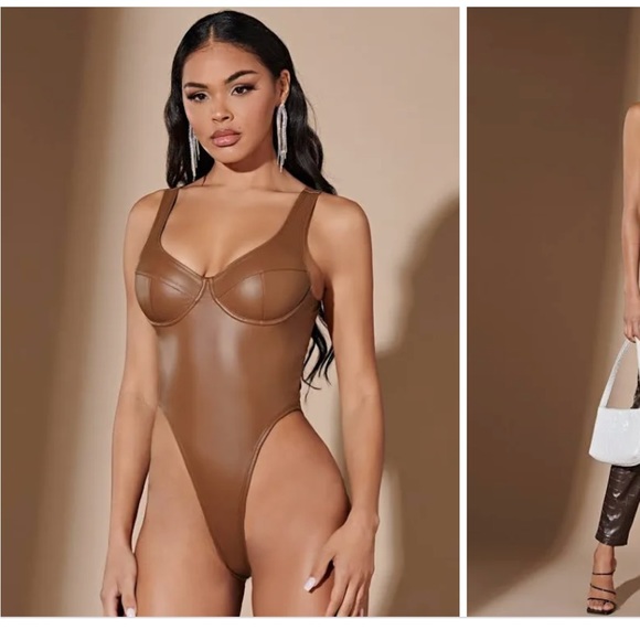 SHEIN Tops - Faux leather bodysuit